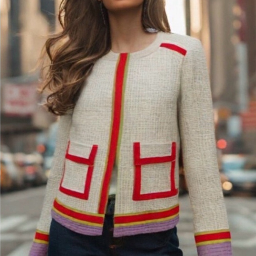 Tory Burch Cream Jacket with Red and Gold Details